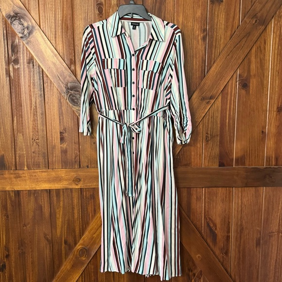 Torrid Midi Stretch Challis Button Front Shirt Dress Multi Color 00 - Picture 1 of 9